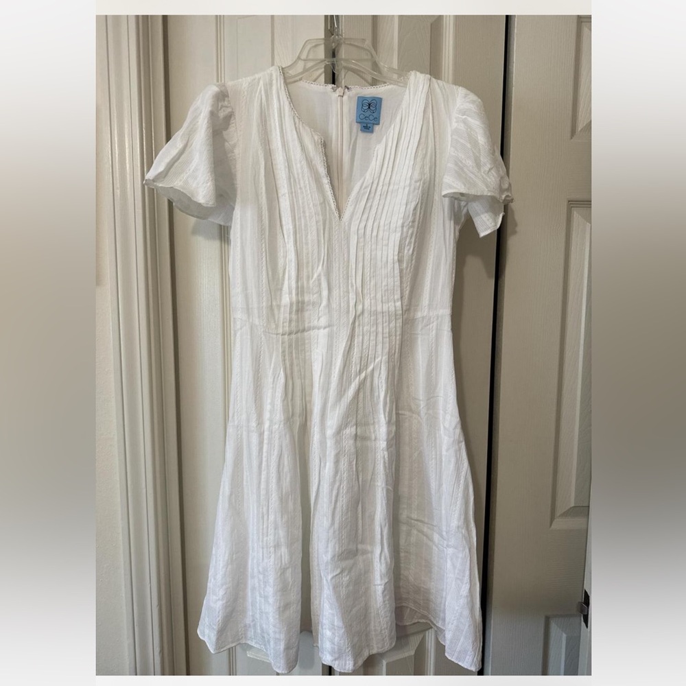CeCe White Mini Dress with Short Sleeves